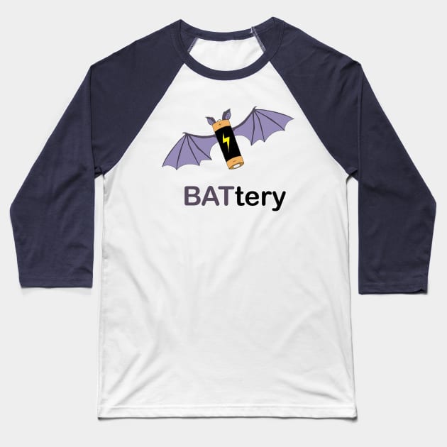 BATtery Baseball T-Shirt by obmik